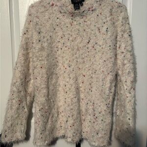 Papillon Blanc Fuzzy Cream Speckled Sweater